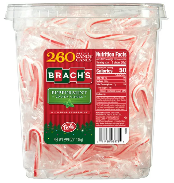 BRACH'S Mini Candy Canes 'Peppermint' Zuckerstangen 260 Stück = 1130 gr